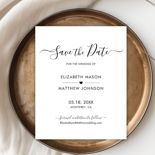 Minimalistisches Elegantes Skript Save the Date (Von Creator hochgeladen)