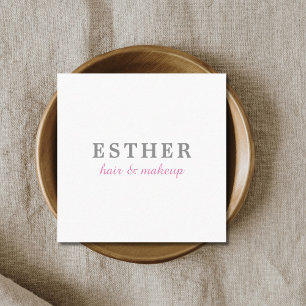 Minimalistisches elegantes Weißrosa Haar & Makeup Quadratische Visitenkarte