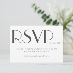 Minimalistisches elegantes White Art Deco Hochzeit RSVP Karte