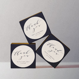 Minimalistisches Elfenbein Hochzeitspaar Danke Runder Aufkleber