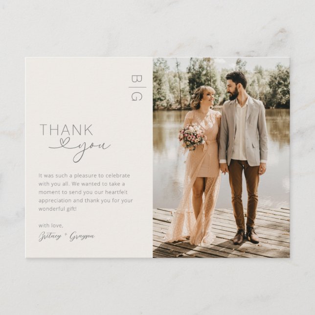 Minimalistisches Elfenbeinfest Hochzeit Vielen Dan Postkarte (Vorderseite)