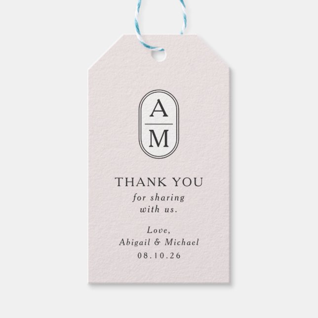 Minimalistisches Erröten, moderne Initialen, einfa Geschenkanhänger (Vorderseite)