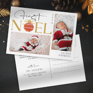 Minimalistisches erstes Weihnachtsbaby-Foto Feiertagspostkarte