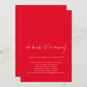 Minimalistisches Essen Drink Sei frohe Weihnachts- Einladung