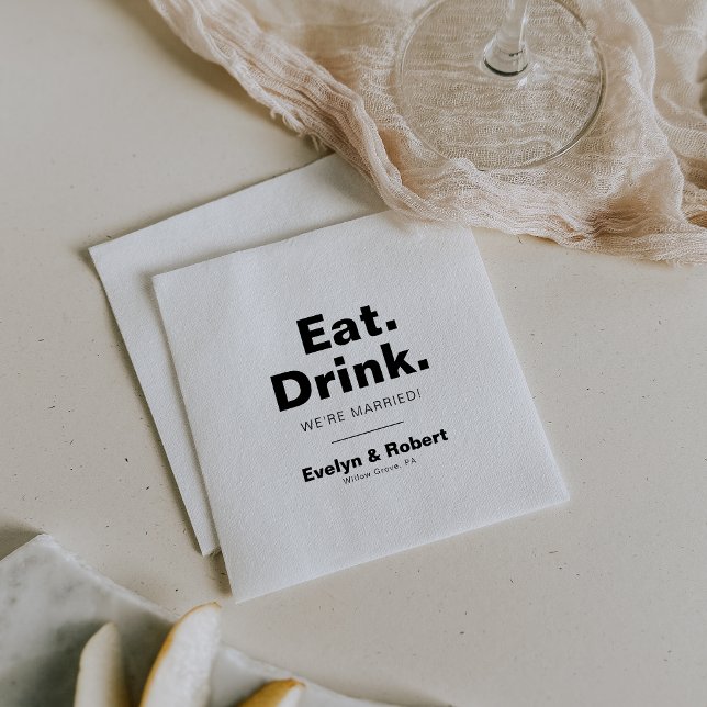 Minimalistisches Essen Drink Wir sind Verheiratet  Serviette (Von Creator hochgeladen)