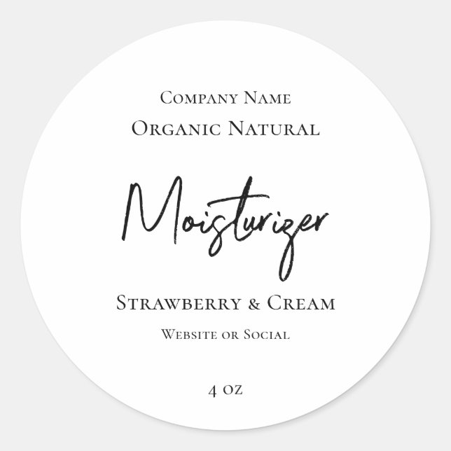 Minimalistisches Etikett für ein elegantes Hautpfl Runder Aufkleber (Vorderseite)
