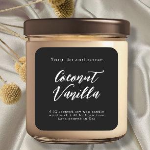 Minimalistisches Etikett für schwarze Verpackungsk Quadratischer Aufkleber