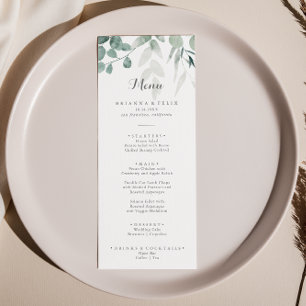Minimalistisches Eukalyptus-Abendessen im Grünen Menükarte