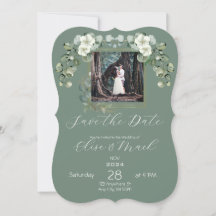 Minimalistisches Eukalyptus Wedding Foto Save the