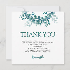 Minimalistisches Eukalyptusgrün Brautparty Dankeskarte