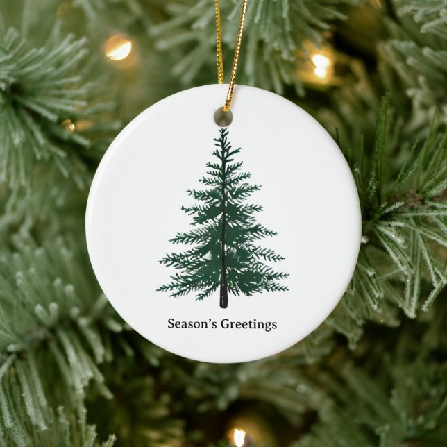 Minimalistisches Evergreen Tree Design Einfaches H Keramik Ornament (Baum)