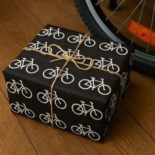 Minimalistisches Fahrrad Schwarz-Weiß-Fahrradsymbo Geschenkpapier