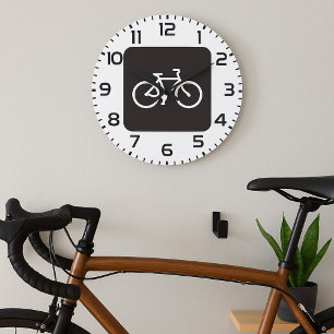 Minimalistisches Fahrrad Schwarz-Weiß-Fahrradsymbo Große Wanduhr