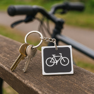 Minimalistisches Fahrrad Schwarz-Weiß-Fahrradsymbo Schlüsselanhänger