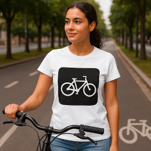 Minimalistisches Fahrrad Schwarz-Weiß-Fahrradsymbo T-Shirt
