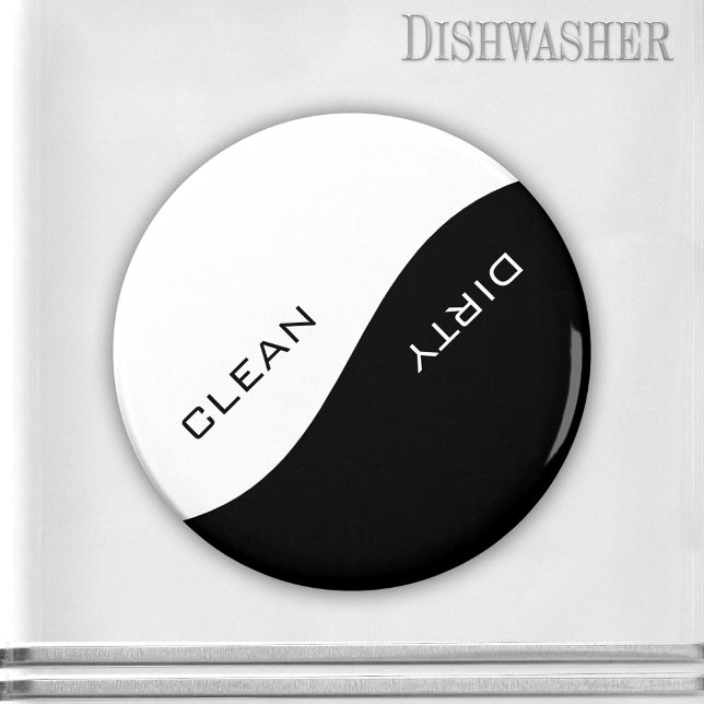 Minimalistisches Farbgeschirrspüler-Magnet Magnet (Minimalist clean-dirty dishwasher magnet in simple black and white)