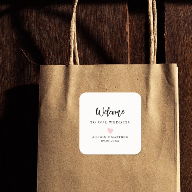 Minimalistisches Farbherz - Begrüßung Quadratischer Aufkleber (Von Creator hochgeladen)