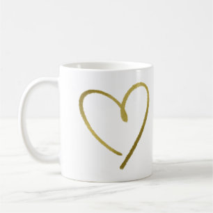 Minimalistisches Faux-Gold-Glitter-Skizzen-Herz Kaffeetasse