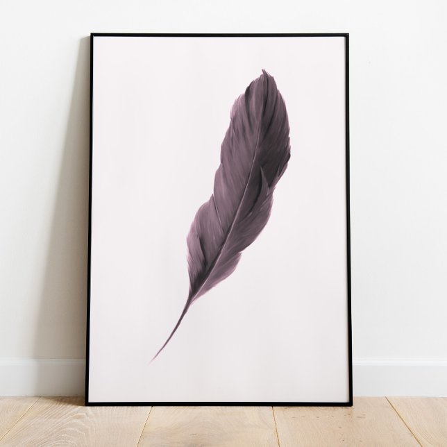 Minimalistisches Feather Poster (Minimalist Feather Poster in a black frame.)