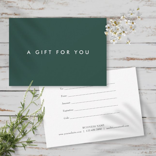 Minimalistisches, feines Emerald Green-Geschenkzer (Minimalist Bold Emerald Green Gift Certificate)