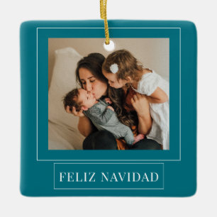 Minimalistisches Feliz Navidad Aquamarines Foto Keramikornament