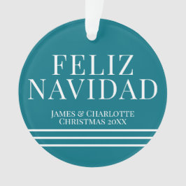 Minimalistisches Feliz Navidad Aquamarines Foto Ornament
