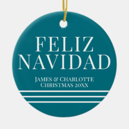 Minimalistisches Feliz Navidad Foto Keramik Ornament