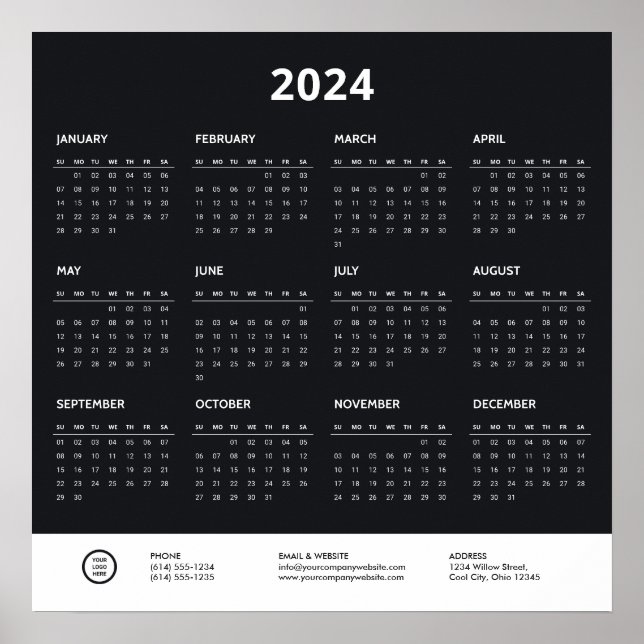 Minimalistisches Firmenlogo 2024 Kalender Poster (Vorne)