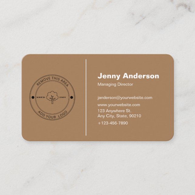 Minimalistisches Firmenlogo Light Coffee Color Ein Visitenkarte (Vorderseite)