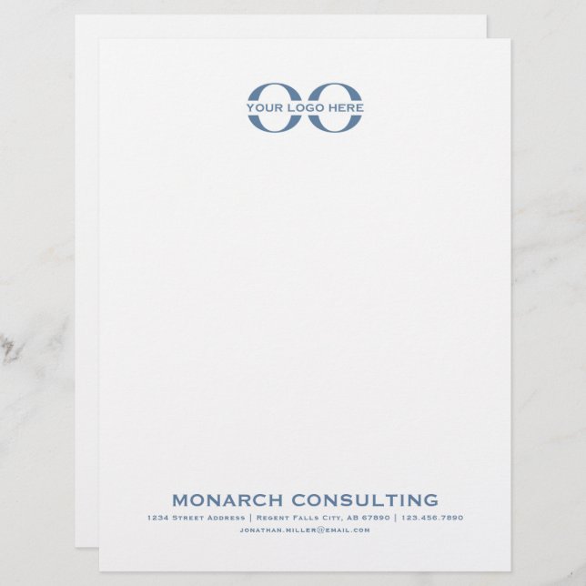 Minimalistisches Firmenlogo mit Kontaktinformation Briefbogen (Vorne/Hinten)