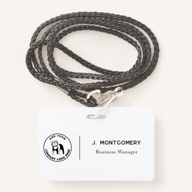 Minimalistisches Firmenlogo Mitarbeiter von Tech Ausweis (Vorderseite mit Schlüsselband)