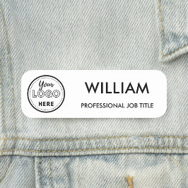 Minimalistisches Firmenlogo Weiße Mitarbeiter Namensschild