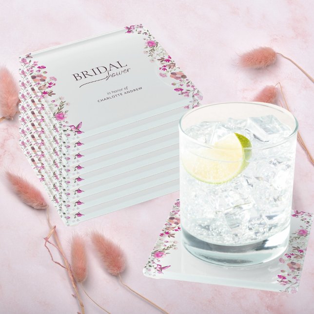 Minimalistisches floral Ruby Rose Brautparty Glasuntersetzer (Von Creator hochgeladen)