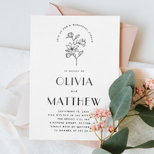 Minimalistisches florales Foto Hochzeit Probe Dinn Einladung