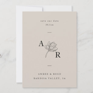 Minimalistisches florales Monogramm Elegant Einfac Save The Date