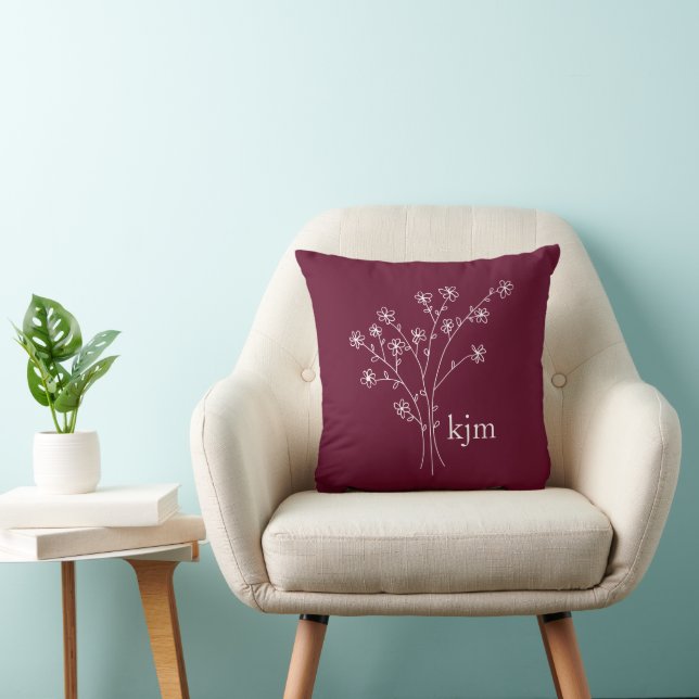 Minimalistisches florales Monogramm Kissen (Stuhl )