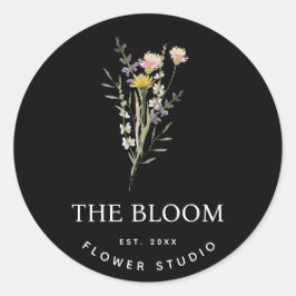 Minimalistisches Floristisches Blume Bouquet-Label Runder Aufkleber