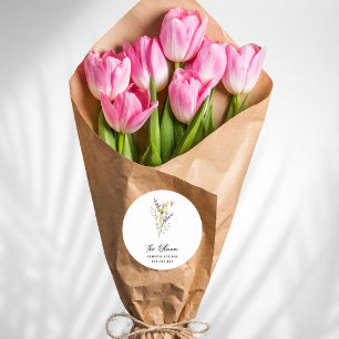 Minimalistisches Floristisches Blume Bouquet-Label Runder Aufkleber