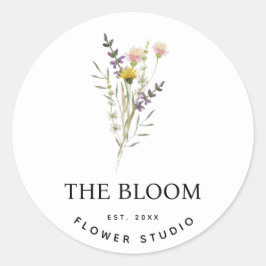 Minimalistisches Floristisches Blume Bouquet-Label Runder Aufkleber