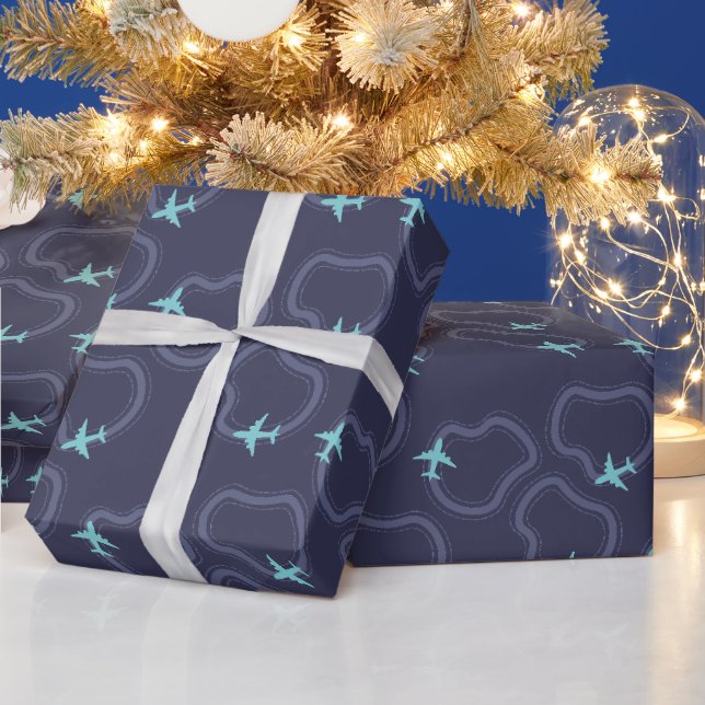 Minimalistisches Flugzeug  Geschenkpapier (Feiertage)