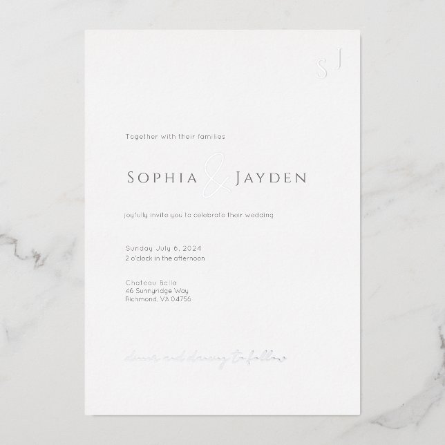 Minimalistisches Foil Invitation Flat Card Elegant Folieneinladung (Vorderseite)