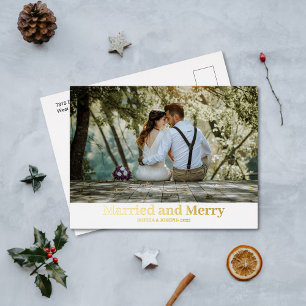 Minimalistisches Foil Merry und Verheiratetes fris Folien Feiertagspostkarte