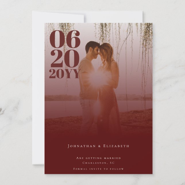 Minimalistisches formatiertes Foto Save The Date (Rückseite)