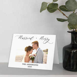 Minimalistisches Foto 1. Frohe und Verheiratete We Dankeskarte
