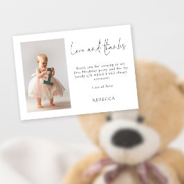 Minimalistisches Foto 1. Geburtstag Liebe und Dank Karte