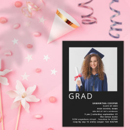 Minimalistisches Foto 2022 Abschluss Schwarz Einladung