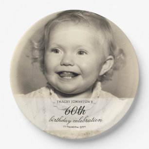 Minimalistisches Foto 60. Geburtstag Pappteller