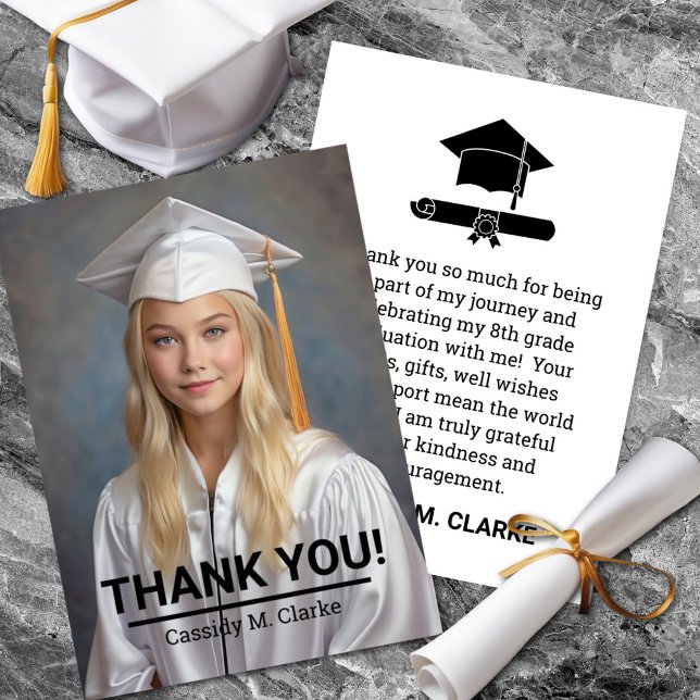 Minimalistisches Foto 8. Klasse Abschluss Vielen D Dankeskarte (Von Creator hochgeladen)