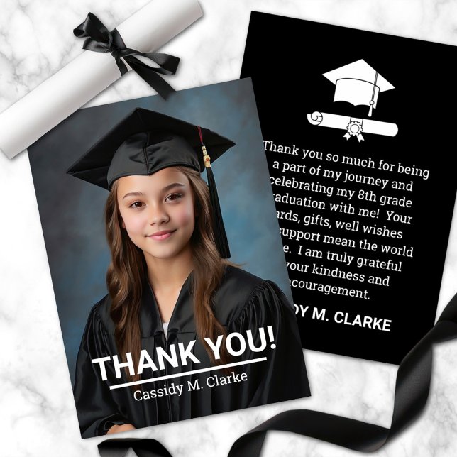 Minimalistisches Foto 8. Klasse Abschluss Vielen D Dankeskarte (Von Creator hochgeladen)