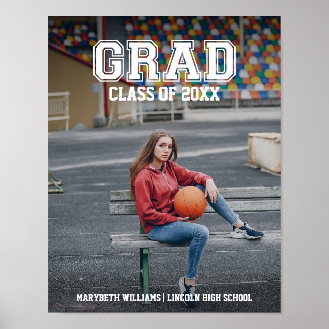 Minimalistisches Foto Abschluss Varsity Plakatzeic Poster (Vorne)